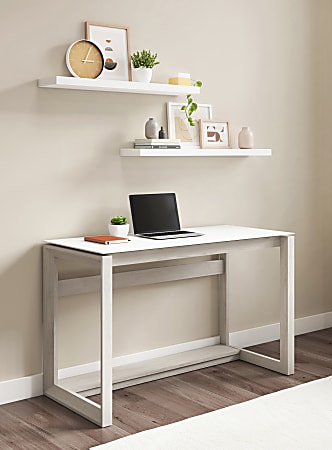 Linon Ari 48 W Home Office Writing Desk With Side Storage NavySilver -  Office Depot