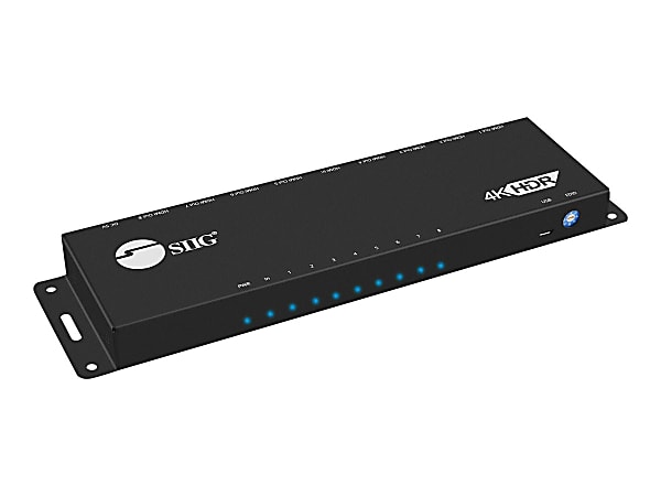 SIIG 1x8 HDMI Splitter / Distribution Amplifier with Auto Video Scaling - 4K 60Hz HDR - Video/audio splitter - 8 x HDMI - desktop - TAA Compliant