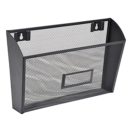 Lorell® Mesh Single Wall Pockets, 8-3/8"H x 14"W x 3-3/8"D, Letter Size, Black, Carton Of 4 Pockets