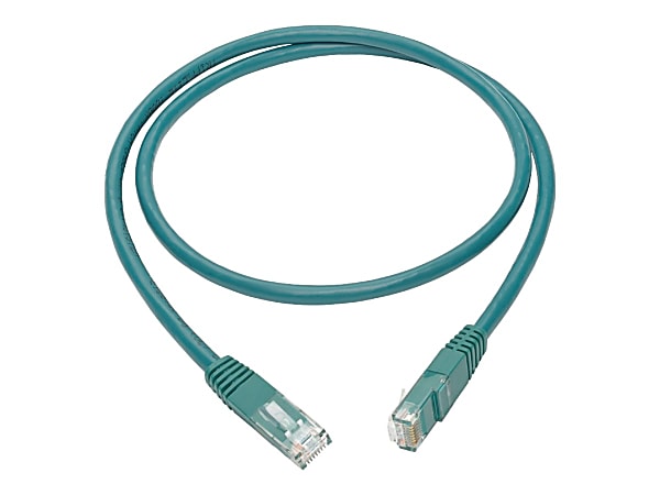 Tripp Lite 3ft Cat6 Gigabit Molded Patch Cable RJ45 M/M 550MHz 24 AWG Green - 128 MB/s - Patch Cable - 3 ft - 1 x RJ-45 Male Network - 1 x RJ-45 Male Network - Gold-plated Contacts - Green
