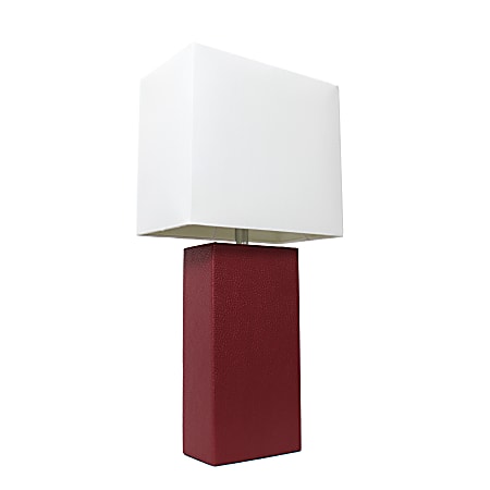 Elegant Designs Modern RedLeather Table Lamp with White