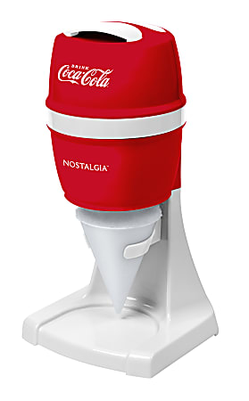 Coca-Cola CKESHVICE2CR Electric Shaved Ice & Snow Cone Maker, 6-1/4” x 12-15/16”, Red