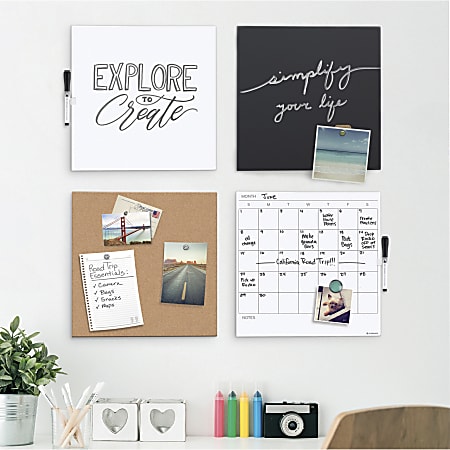 U Brands Frameless Magnetic Dry Erase Calendar Board 14 x 14 White