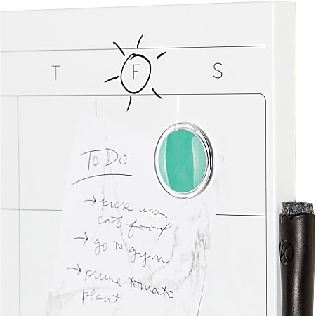U Brands Frameless Magnetic Dry Erase Calendar Board 14 x 14 White