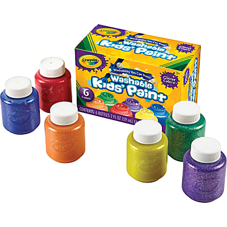 Crayola Kids Washable Glitter Paint 2 Oz Pack Of 6 Assorted Colors - Office  Depot