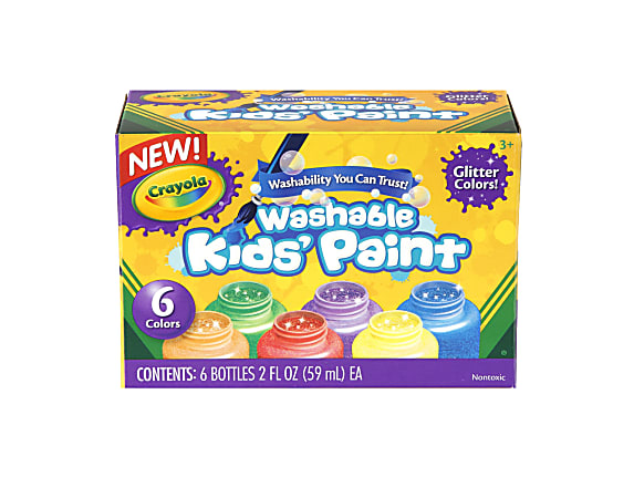 Crayola Kids Washable Glitter Paint 2 Oz Pack Of 6 Assorted Colors - Office  Depot