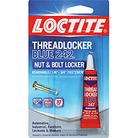 Loctite Threadlocker Blue 242 Nut/Bolt Locker - 0.20 fl oz - 1 Each - Blue
