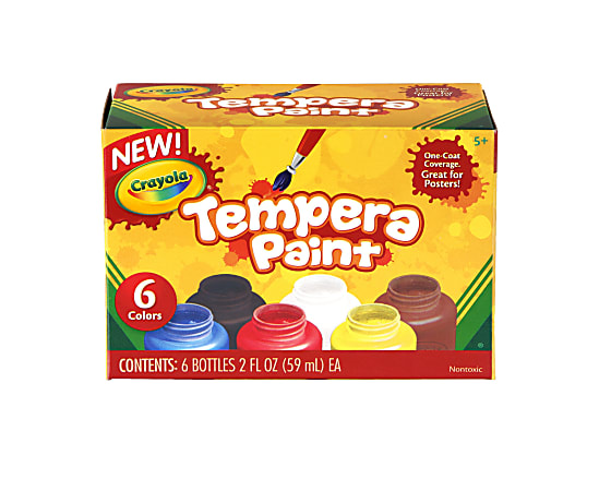 Crayola 6-color Tempera Paint - 2 oz - 6 / Set - Assorted