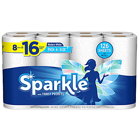 Sparkle® 2-Ply Paper Towels, 126 Sheets Per Roll, Pack Of 8 Rolls
