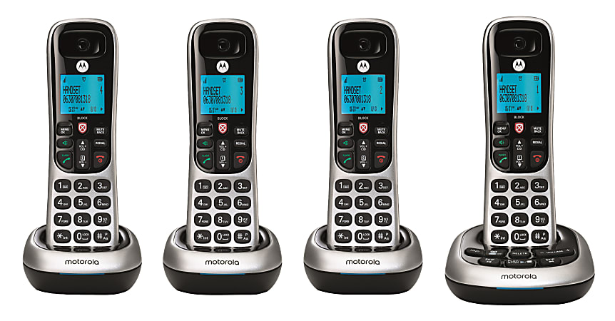 Motorola® CD4014 4-Handset Cordless Telephone Set With Digital Answering System, Silver