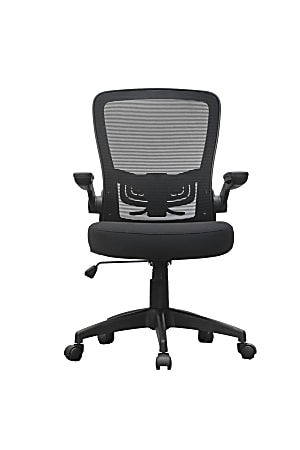 Boss Office Products Ergonomic Mesh High-Back Flip Arm Task Chair, Black