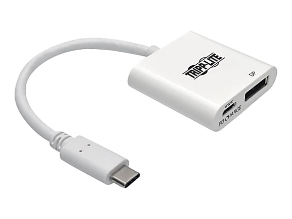 Tripp Lite USB C to DisplayPort Video Adapter Converter w/ USB-C PD Charging Port, USB Type C to DP, USB-C, USB Type-C 6in - External video adapter - USB-C 3.1 - DisplayPort - white