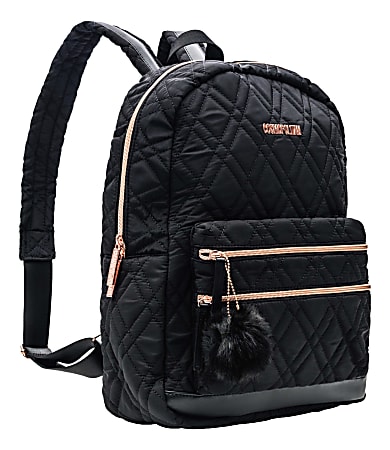 Cosmopolitan Quilted Backpack With 15.5" Laptop Pocket, Black/Rose Gold