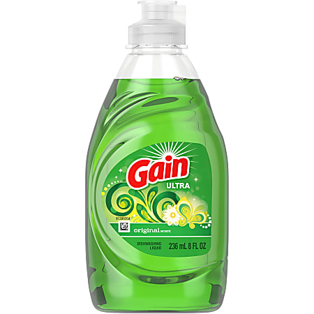 Gain Ultra Original Scent Dish Liquid - Liquid - 8 fl oz (0.3 quart) - Original ScentBottle - 18 / Carton - Green