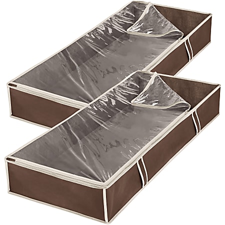 Whitmor Jumbo Underbed Bags S/2 - 18" Width x 42" Length - Java - 2 - Blanket, Linen, Cloth, Bedding, Shoes