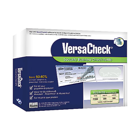 VersaCheck® Security Business Prestige Check Refills, Form #1000, Green, Pack Of 500 Sheets