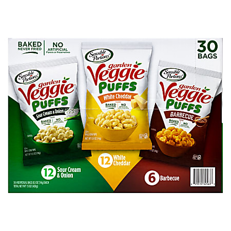 Sensible Portions Garden Veggie Puffs Variety Pack, 0.5 Oz, Pack Of 30