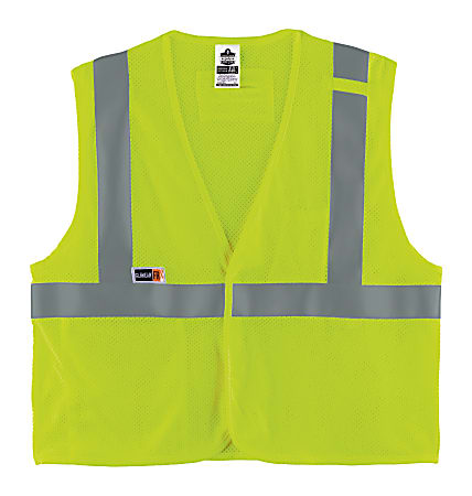 Ergodyne GloWear® Flame-Resistant Hi-Vis Safety Vest, Type R, Class 2, Small/Medium, Lime