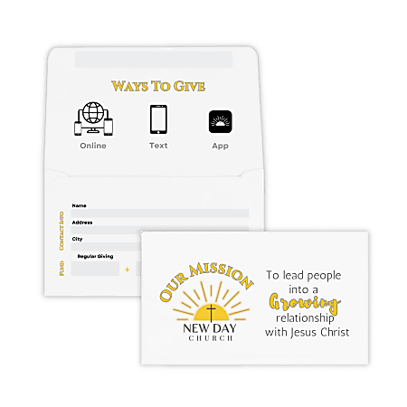 Custom #6-3/4 Remittance/Offering And Donation Envelopes, Full Color Front And Back Including Flap, 3-5/8" x 6-1/2",  24 LB White Wove, Box Of 500