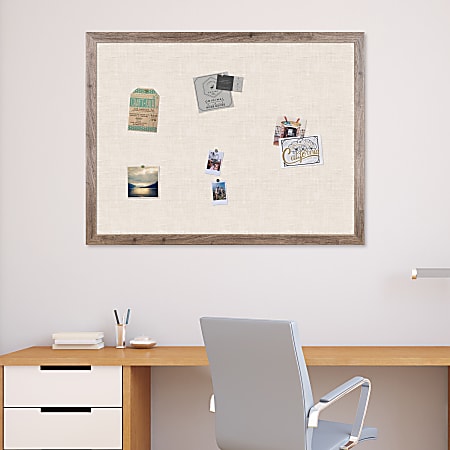 U Brands Linen Bulletin Board, 48" X 36", Rustic Wood Frame, Actual Size 47" X 35" (4894U00-01)