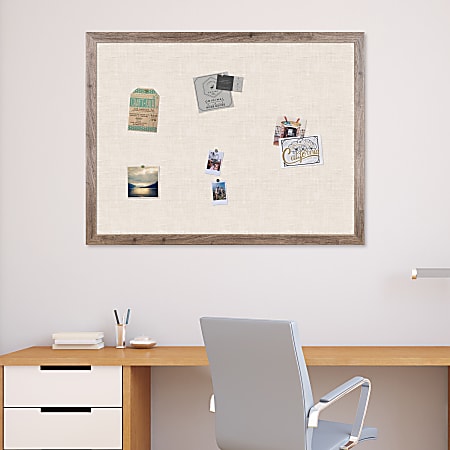U Brands® Linen Bulletin Board, 48" X 36", Brown Rustic MDF Decor Frame