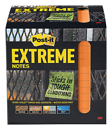 Post it® Notes Extreme Notes, 540 Total Notes, Pack Of 12 Pads, 3" x 3", Orange, 45 Notes Per Pad