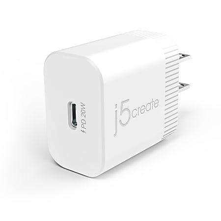 j5create 20W PD USB-C&trade; Wall Charger, White, JUP1420