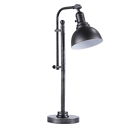 Lumisource Emery Industrial Table Lamp, Tall Thin Silver Table Lamp Living Room