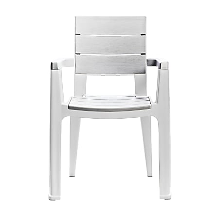 Inval Madeira Indoor And Outdoor Patio Dining Chairs, White/Gray, Pack Of 4 Chairs