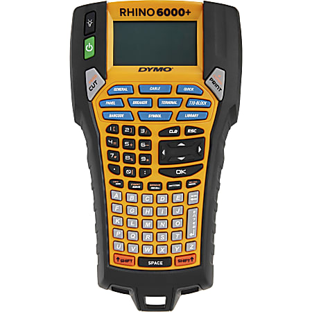 Dymo Rhino 6000+ Industrial Label Maker - 180 dpi - LCD Screen - Black, Yellow - PC - for Industry