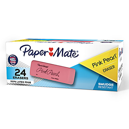 Paper Mate® Pink Pearl Erasers, Medium, Box Of 24
