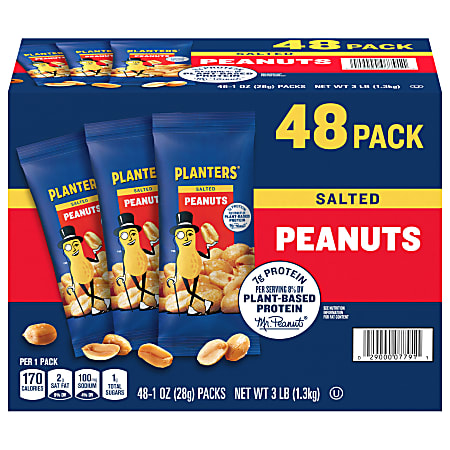 PLANTERS Salted Peanuts, 1 oz, 48 Count