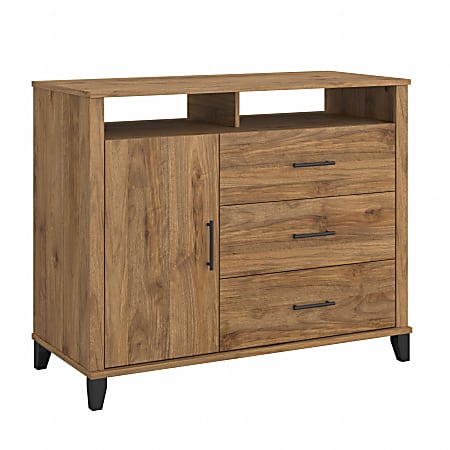 Bush Furniture Somerset Tall Sideboard Buffet Cabinet, Fresh Walnut, Standard Delivery