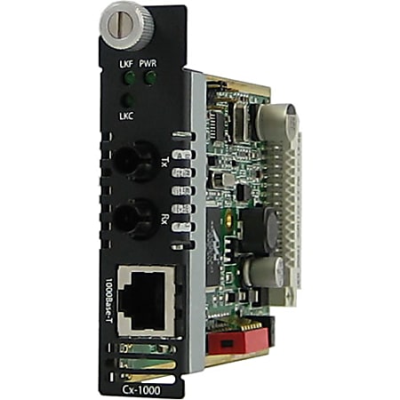 Perle C-1000-M2ST2 Media Converter - 1 x Network (RJ-45) - 1 x ST Ports - 1000Base-LX, 10/100/1000Base-T - Internal