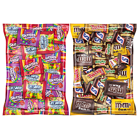 Twix, Milky Way, Snickers, M&amp;Ms, Skittles And Lifesaver Gummies Candy Variety Mix, 100 Oz, Total Qty 2