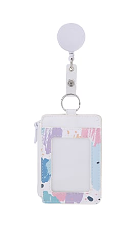 Office Depot® Brand Fashion Badge Holder With Clip Reel, 3-1/2" x 2-1/2", Splatter