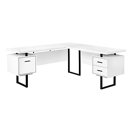 Monarch Specialties Dallas 71"W L-Shaped Corner Desk, White/Black