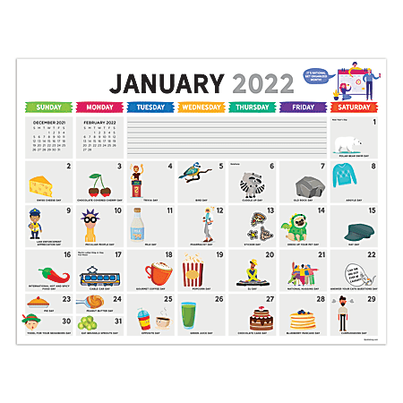 TF Publishing Large Monthly Desk Calendar, 17" x 22", Everyday Holiday, January To December 2022