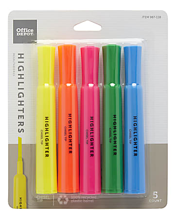 Office Depot Brand Chisel Tip Highlighters Assorted Colors Pack Of