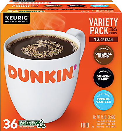 Dunkin' Coffee Single-Serve K-Cup Variety Pack, Pack Of 36 K-Cup