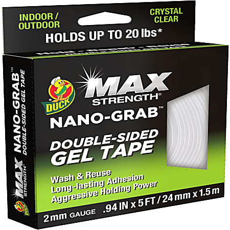 Duck Max Strength Double Sided Gel Tape 5 ft Length x 0.94 Width Gel 1 Each  Clear - Office Depot