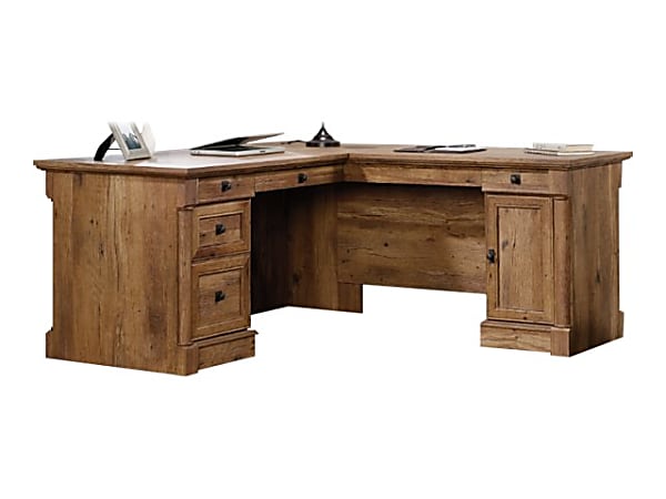 Sauder Palladia 66 W L Shaped Corner Desk Vintage Oak - Office Depot