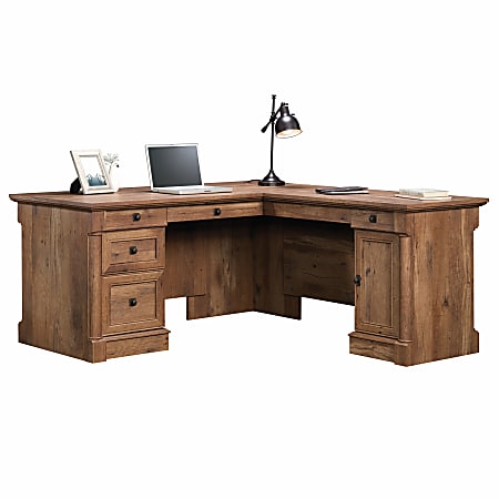 Sauder® Palladia 66"W L-Shaped Corner Desk, Vintage Oak