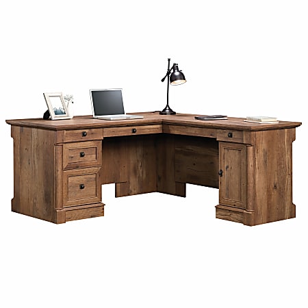 Sauder® Palladia Collection L-Shaped Desk, Vintage Oak