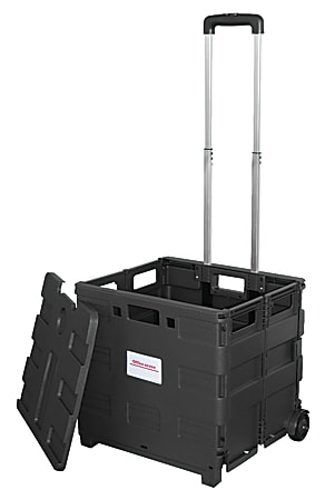 Office Depot® Brand Mobile Folding Cart With Lid, 16"H x 18"W x 15"D, Black