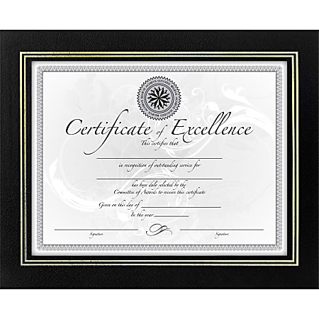 DAX Leatherette Frames - Holds 8.50" x 11" Insert - Desktop - Easel Back, Hanger - 1 Each - Black