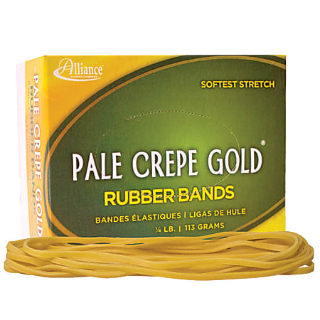 Alliance Rubber Pale Crepe Gold® Rubber Bands In 1/4-Lb Box, #117B, 7" x 1/8", Box Of 75