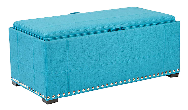 Ave Six Florence Bench With 2 Cubes, Teal/Coffee/Silver