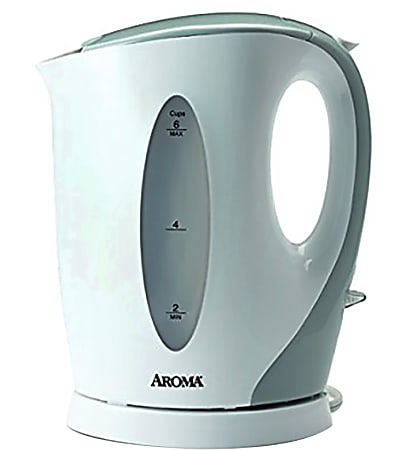 Aroma AWK-105 1.5 Liter Electric Kettle, White/Gray