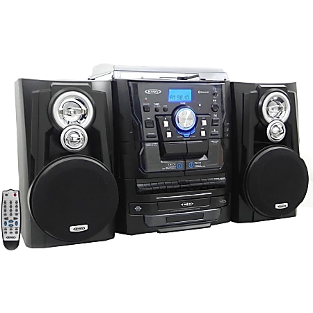 JENSEN JMC-1250 Mini Hi-Fi System - 10 W RMS - iPod Supported - Black - CD Player, Turntable - 3 Disc(s) - AM, FM - 20 x AM - 20 x FM - 2 Speaker(s) - CD-DA, MP3 - Remote Control